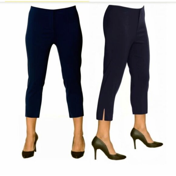 LIOR Pants - Lior Size 8 Navy Cropped Leg Slit Pull On Pants